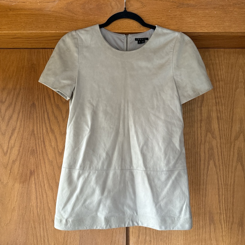 Theory leather tee shirt top